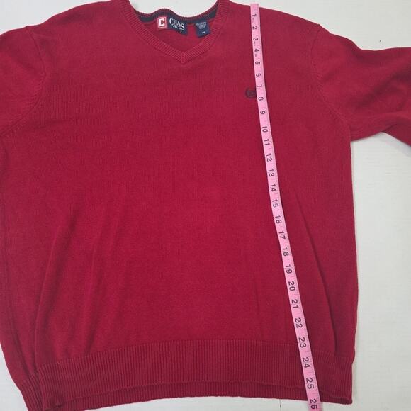 Chaps Classic Mens V Neck Sweater Size M Red 100% Cotton Loose Fitting - Picture 6 of 7